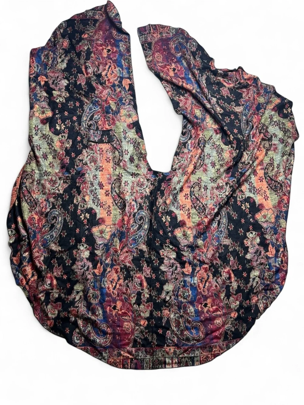 100% Cashmere Paisley Witchy Shawl Cape Wrap